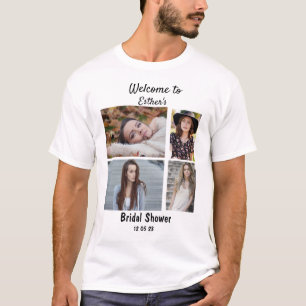 Bridal Shower Personalized 4 Photo Collage T-Shirt