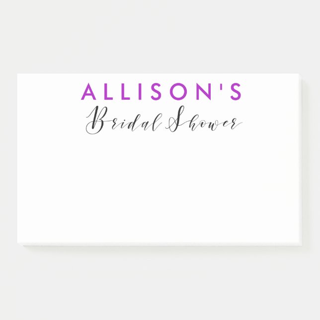 Bridal Shower Personalized Favor Post-it Notes (Front)