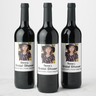 Bridal shower Personalized Name Photo Wine Label