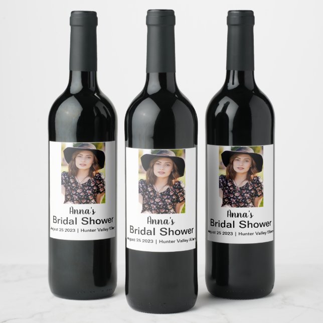 Bridal shower Personalized Name Photo Wine Label (Bottles)