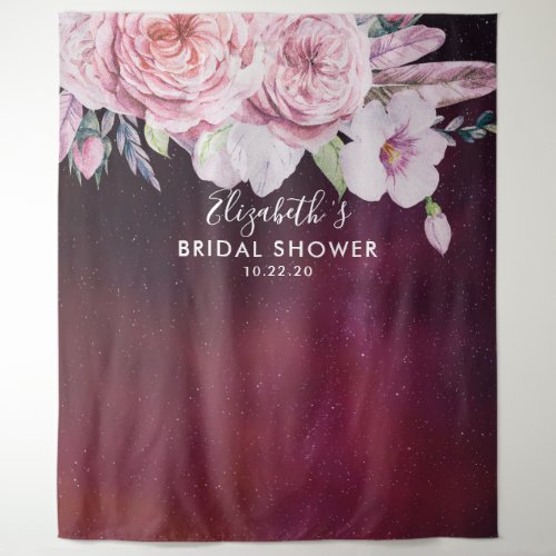 Bridal Shower Photo Backdrop Boho Flowers Burgundy