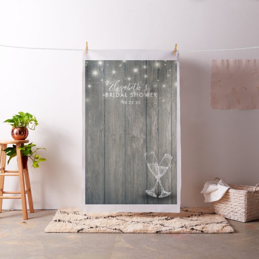 Bridal Shower Photo Backdrop Champagne Glass Wood