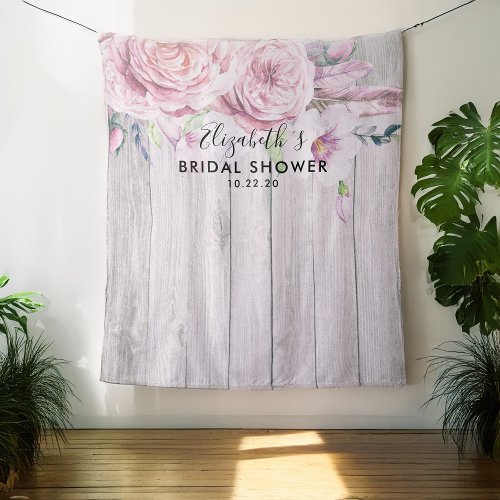 Bridal Shower Photo Backdrop Flowers Rustic Wood