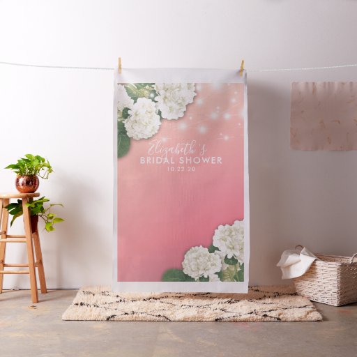 Bridal Shower Photo Backdrop Flowers String Lights