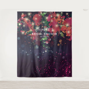 Bridal Shower Photo Backdrop Flowers String Lights