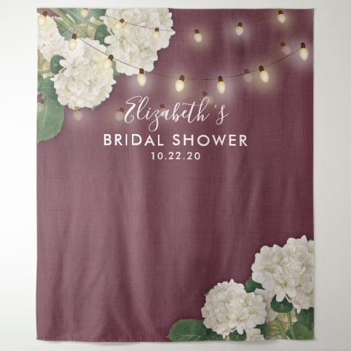 Bridal Shower Photo Backdrop Flowers String Lights