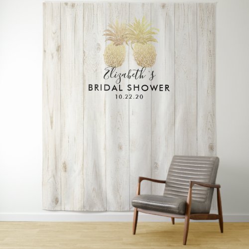 Bridal Shower Photo Backdrop Gold Pineapple Couple