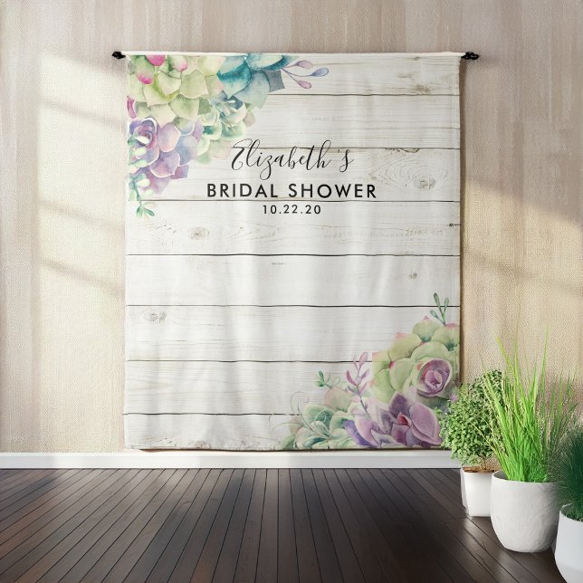 Bridal Shower Photo Backdrop Succulent Rustic Wood (Creator Uploaded)