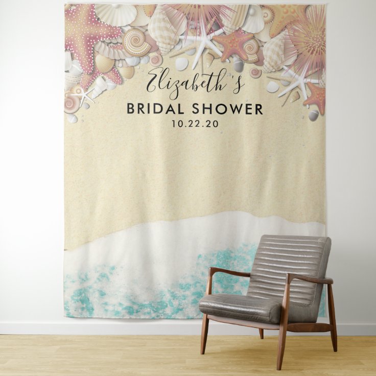 Bridal Shower Photo Backdrop Summer Beach Starfish | Zazzle