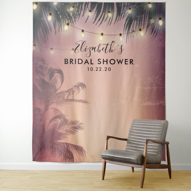 Bridal Shower Photo Backdrop Summer Palm Trees (In Situ)