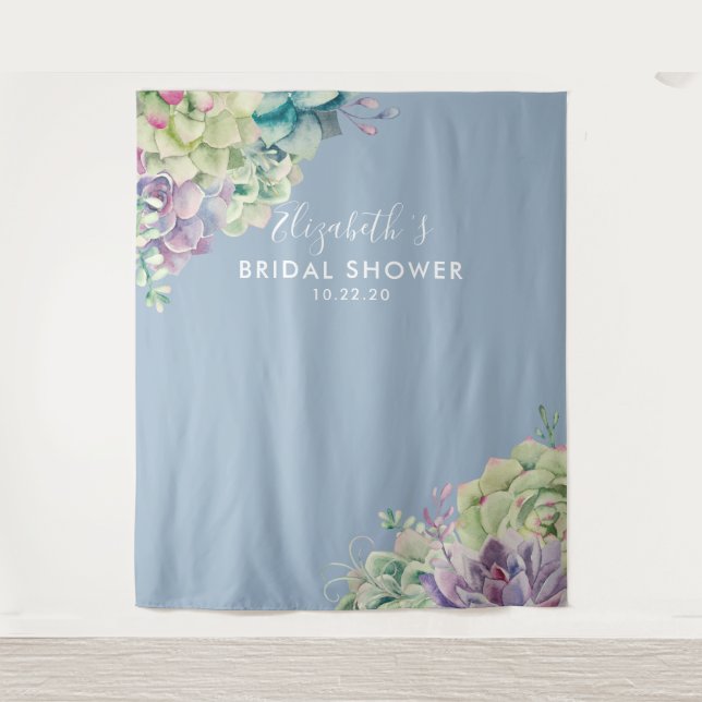 Bridal Shower Photo Backdrop Watercolor Succulents (Front)