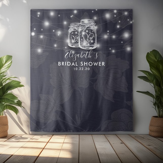 Bridal Shower Photo Backdrop Wood Mason Jar Lights (Creator Uploaded)