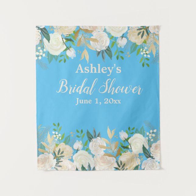 Bridal Shower Photo Booth Backdrop Blue Drop Prop (Front)