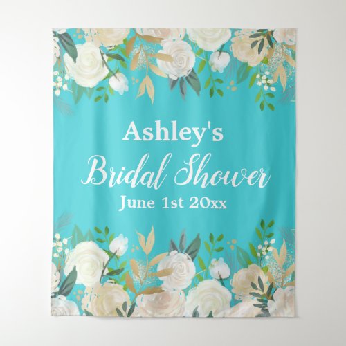 Bridal Shower Photo Booth Backdrop Blue Gold Prop