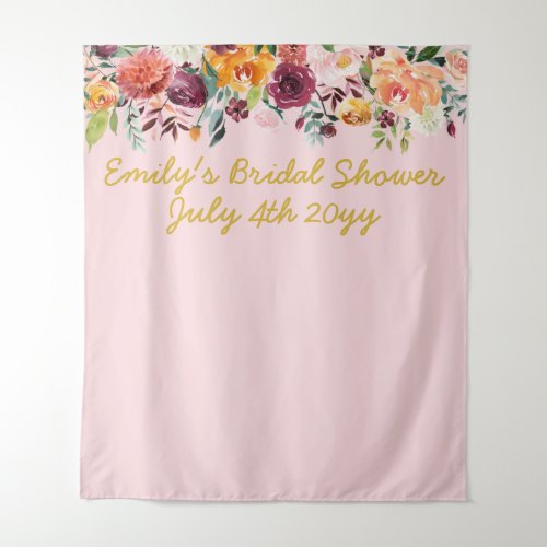 Bridal Shower Photo Booth Backdrop Blush Pink Gold