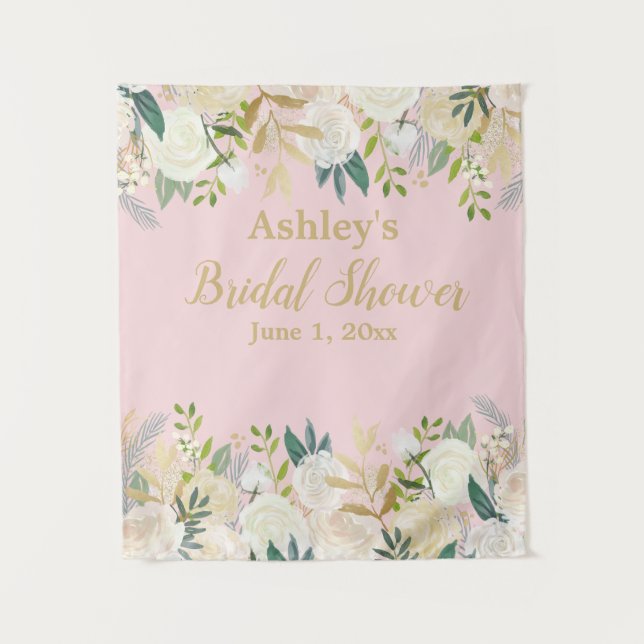 Bridal Shower Photo Booth Backdrop Blush Pink Prop (Front)