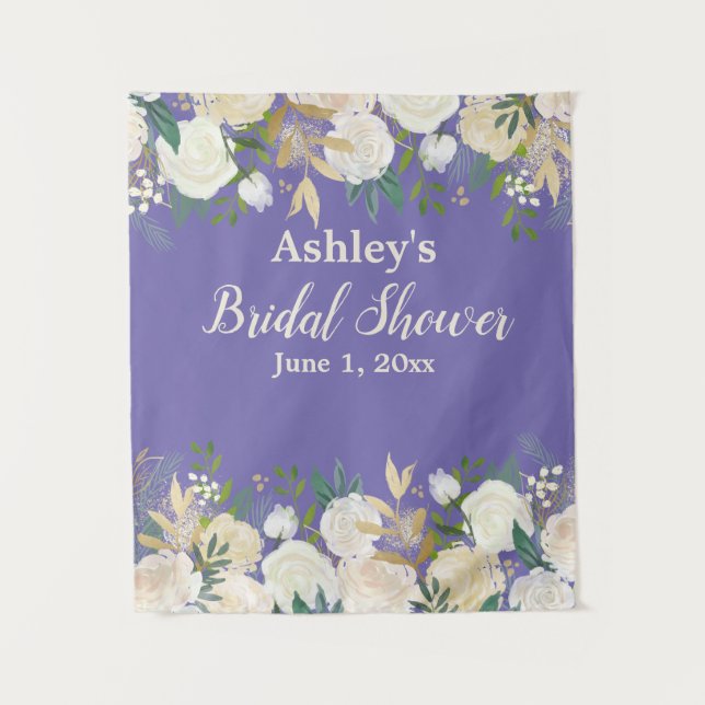 Bridal Shower Photo Booth Backdrop Purple Greenery (Front)