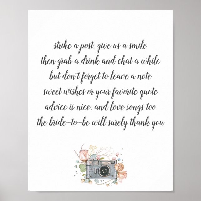Bridal shower photo booth guest book poster (Front)