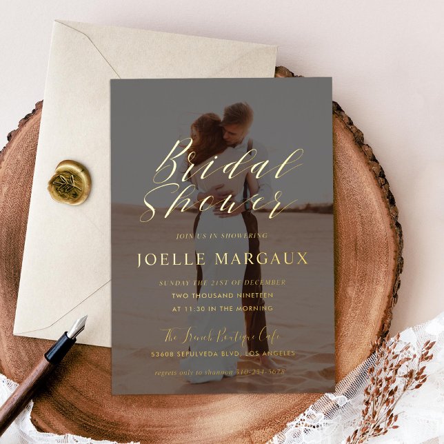 Bridal Shower Photo Engagement Party Gold Foil Invitation (Creator Uploaded)