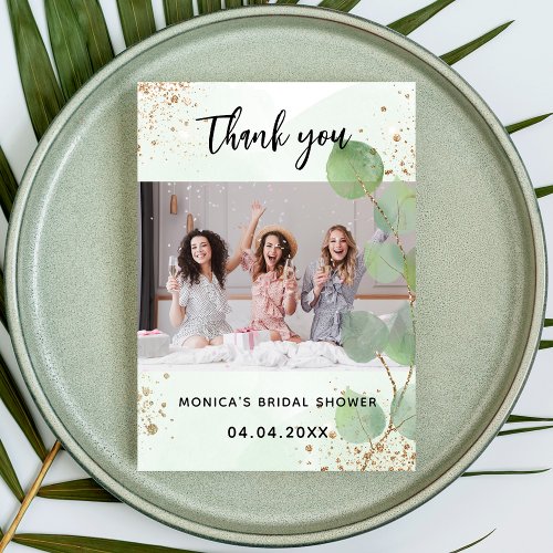 Bridal shower photo eucalyptus botanical thank you card