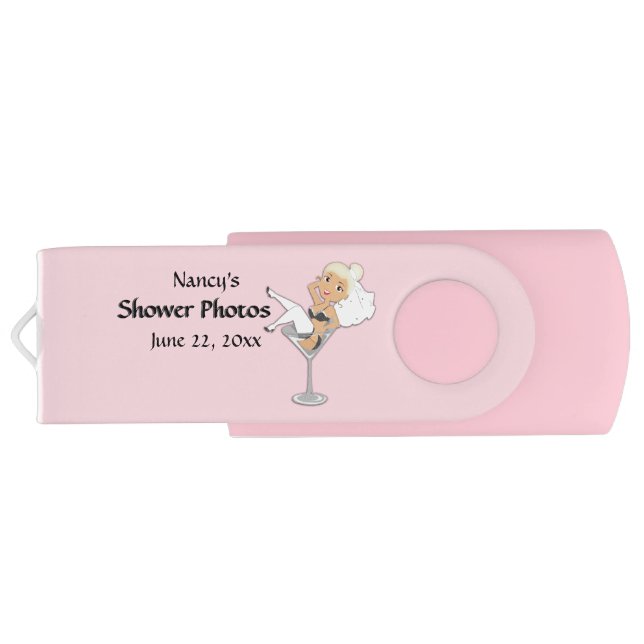 Bridal Shower Photo Files Pink Flash Drive (Back)