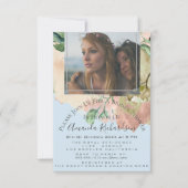Bridal Shower Photo Floral Birthday Blue Peach Invitation (Front)
