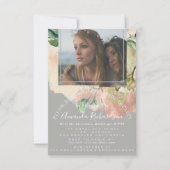Bridal Shower Photo Floral Birthday Gray Peach Invitation (Front)
