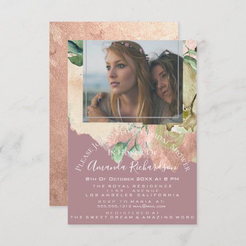 Bridal Shower Photo Floral Birthday Greenery Blush Invitation