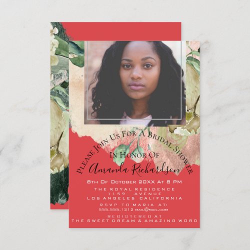 Bridal Shower Photo Floral Candy Graduation Invitation