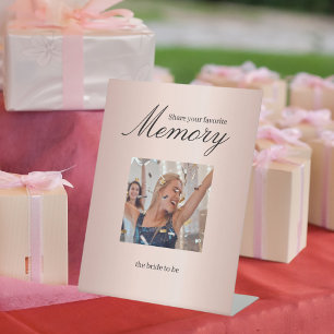 Bridal Shower photo rose gold share a memory Pedestal Sign
