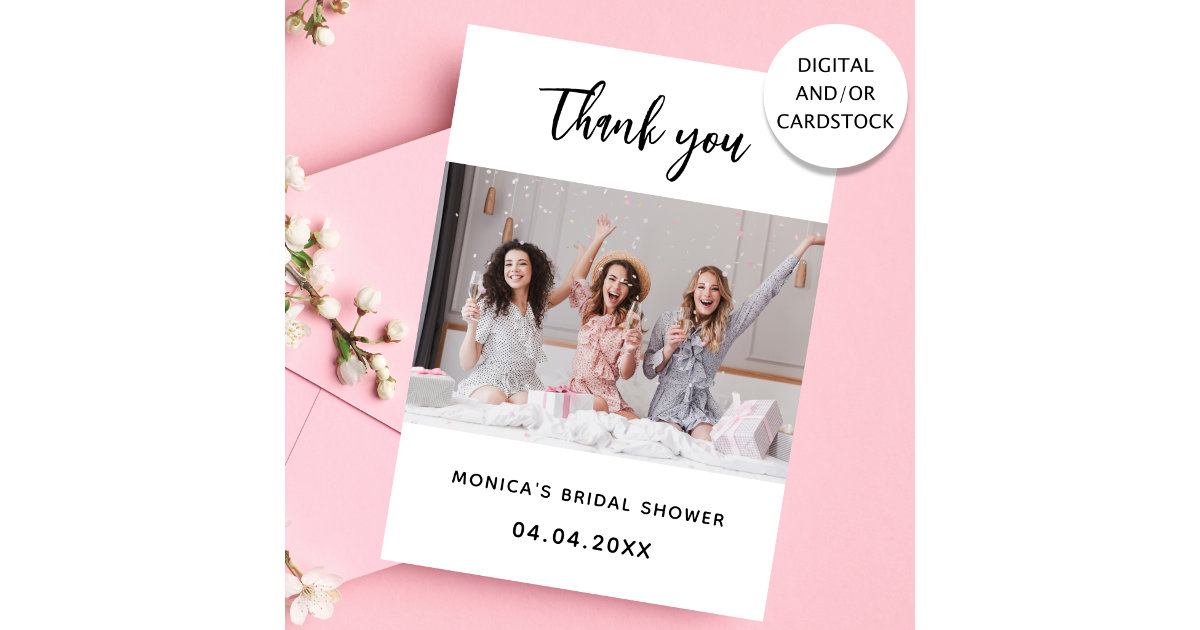 Bridal Shower Photo Thank You Card Zazzle