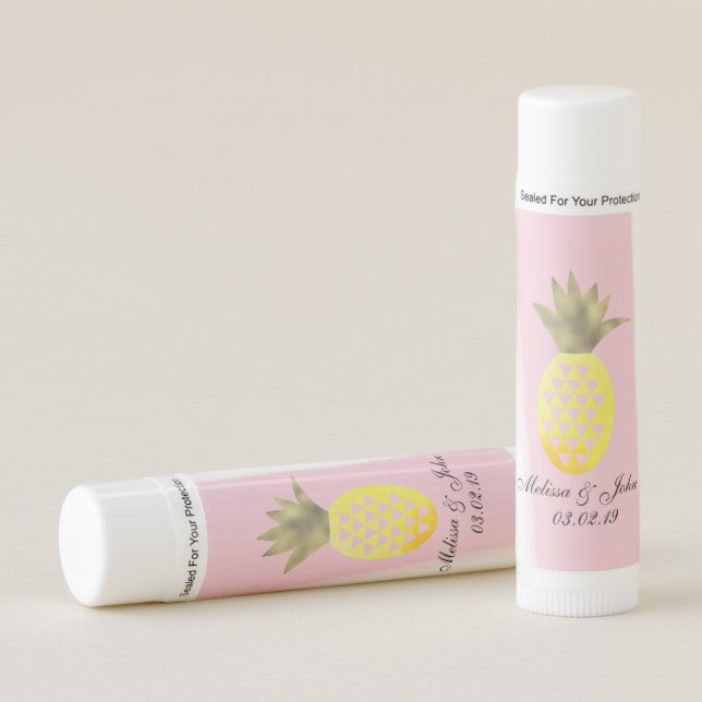Bridal Shower Pineapple Tropical Beach Lip Balm (Front)