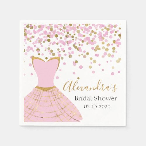 Bridal Shower Pink and Gold Foil Dress Napkins