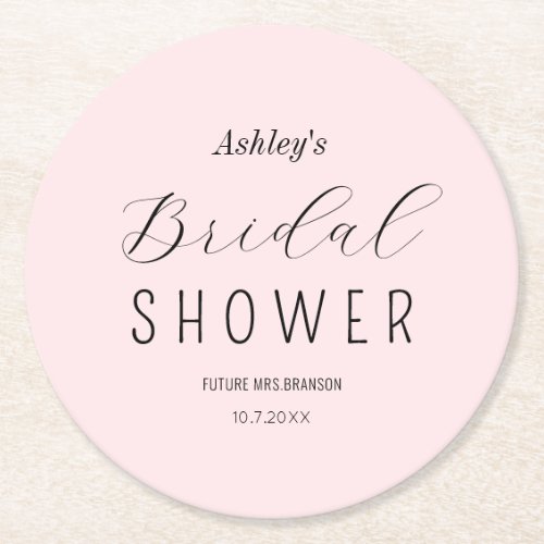 Bridal Shower Pink Black Chic Coaster