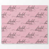 BRIDAL SHOWER pink black RING script calligraphy Wrapping Paper (Flat)