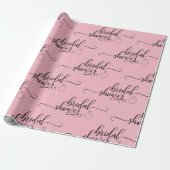 BRIDAL SHOWER pink black RING script calligraphy Wrapping Paper (Unrolled)