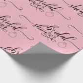 BRIDAL SHOWER pink black RING script calligraphy Wrapping Paper (Corner)
