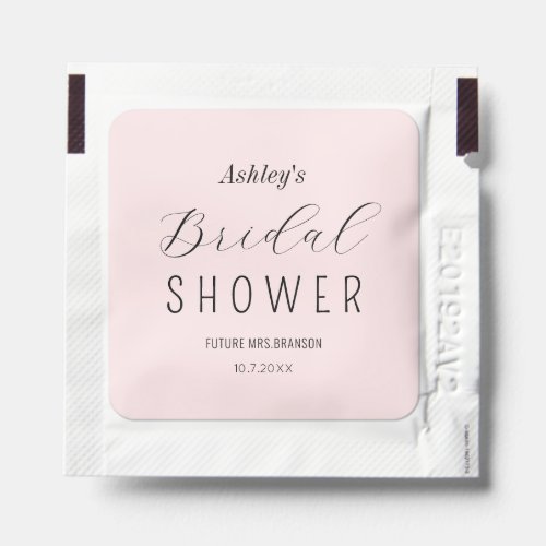 Bridal Shower Pink Black Script Simple Hand Sanitizer Packet