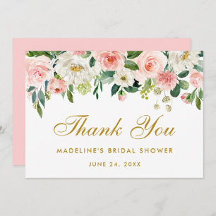 Bridal Shower Pink Blush Floral Gold Thanks P Invitation