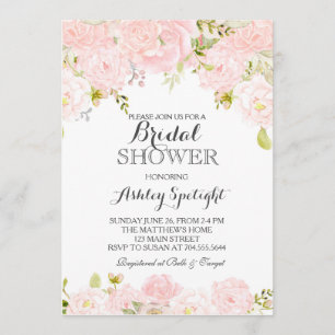 Bridal Shower pink blush Floral Invitation