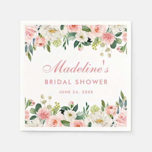 Bridal Shower Pink Blush Floral Napkins