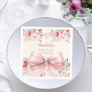 Bridal Shower pink bow cream bottle Napkins