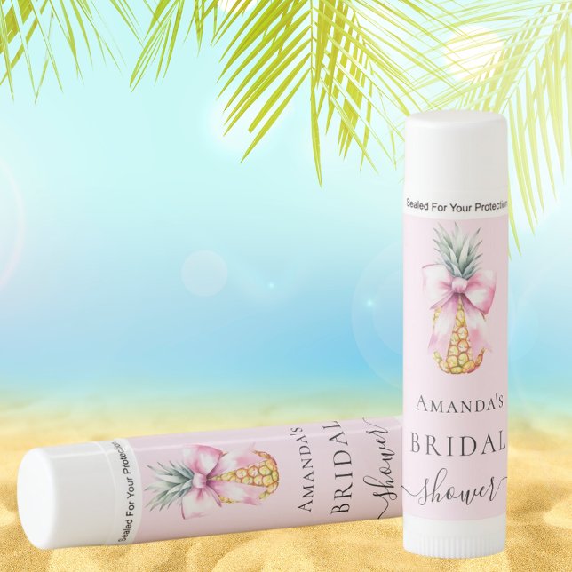 Bridal Shower pink bow pineapple coquette Lip Balm (Creator Uploaded)