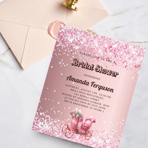Bridal Shower pink carriage budget invitation