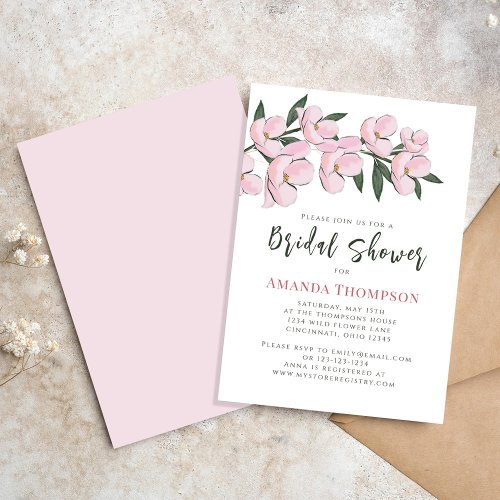 Bridal Shower Pink Floral Cherry Blossoms  Invitation
