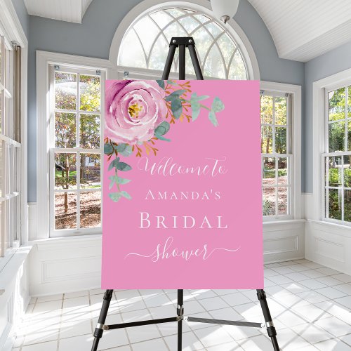 Bridal Shower pink floral greenery welcome Foam Board