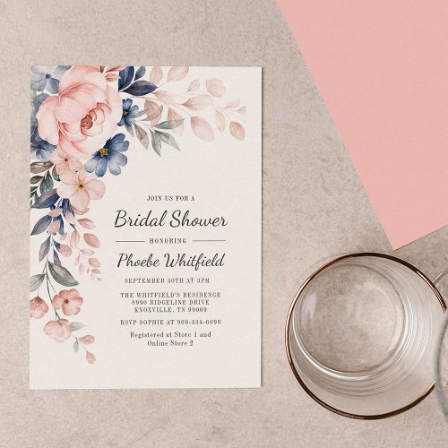 Bridal Shower Pink Floral Invitation Stationery