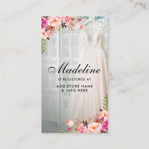 Bridal Shower Pink Floral Registry Insert Card