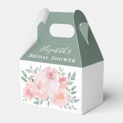 Bridal Shower Pink Floral Watercolor Favor Box