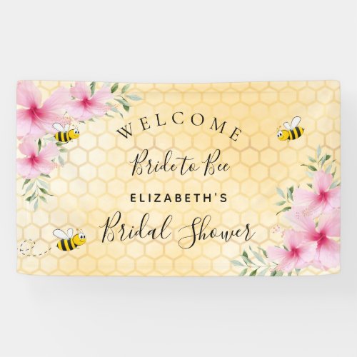 Bridal Shower pink florals honeycomb bride to bee Banner